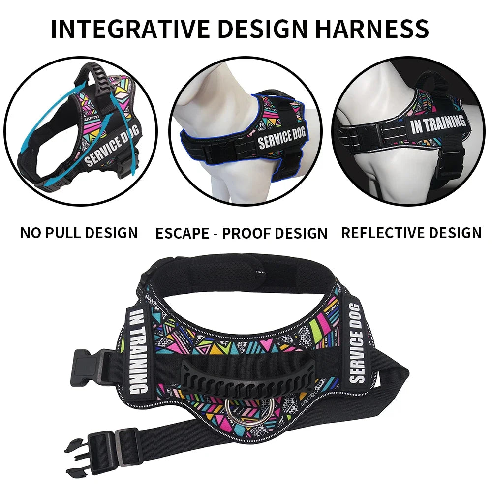 Service Dog Harness with Reflective Patches | No-Pull Support Vest