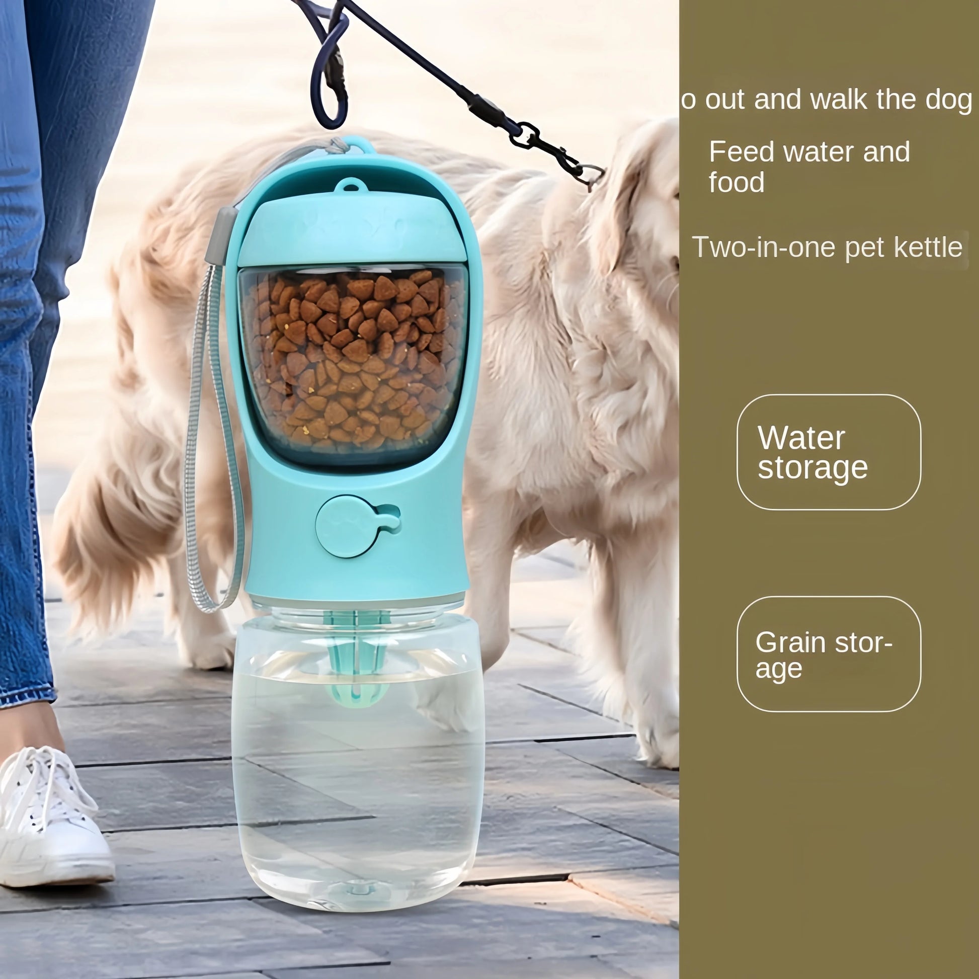 3-in-1 Portable Dog Water Bottle & Food Container